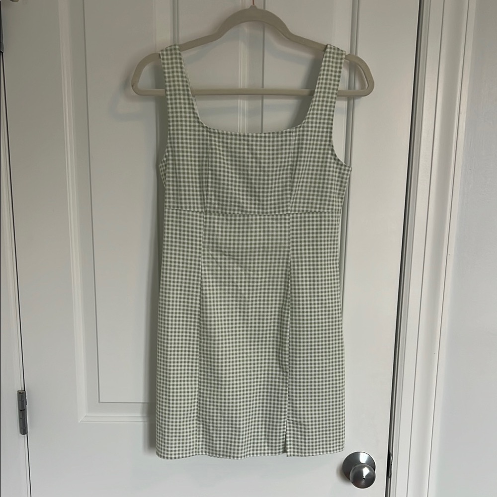 Green Gingham Sleeveless Dress